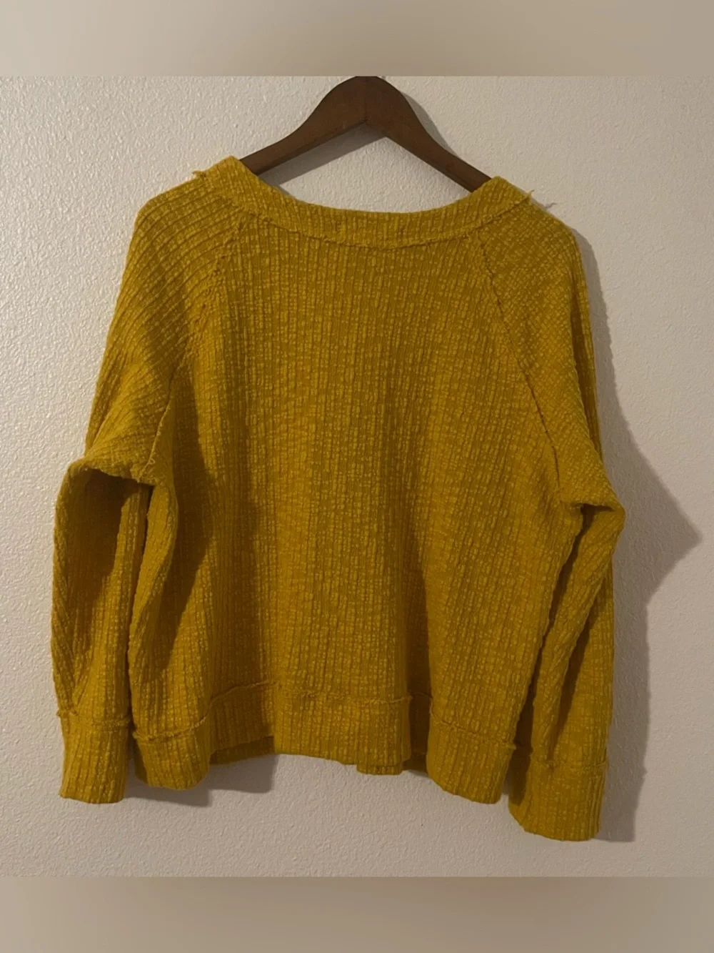 Two by Vince Camuto Large Mustard Textured cotton blend button-up cardigan
